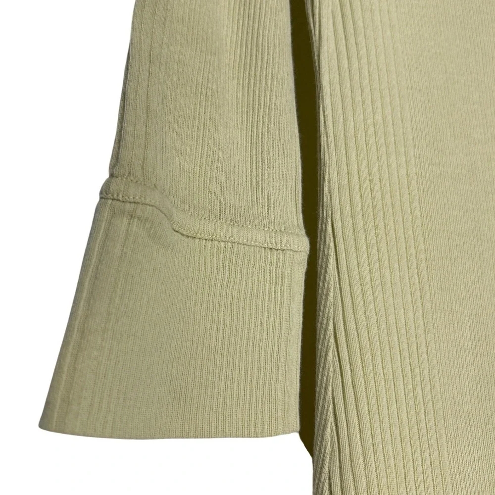 VTG Free People Free-est Vance Ribbed Slit Leg Maxi Dress Yellow-Green  Cotton S